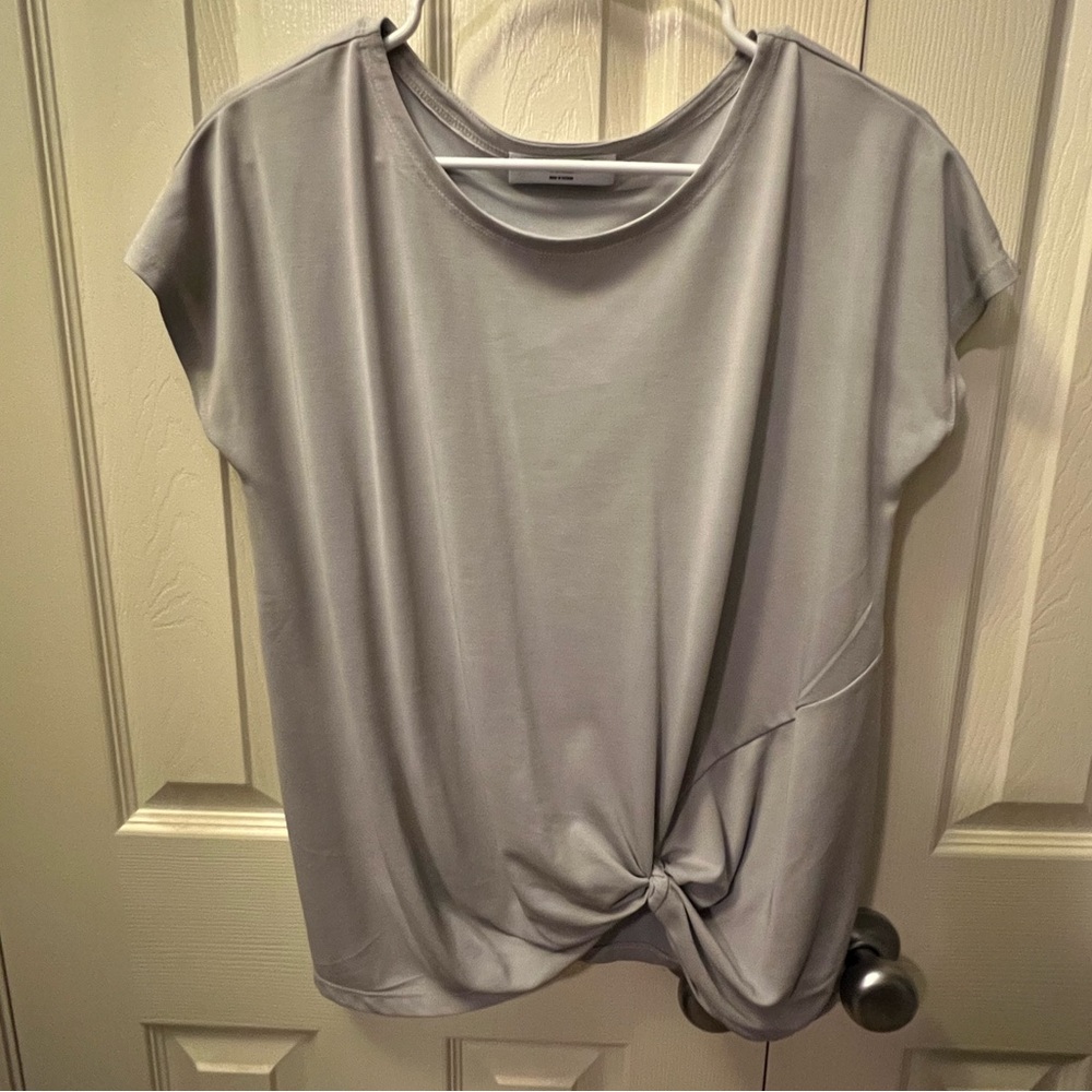 Double Zero Pale Gray Knot Front Short Sleeve Top From Buckle